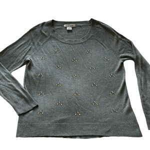 Liz Claiborne Grey Beaded Sweater